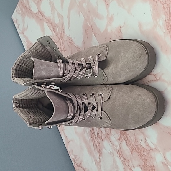 EUC Splendid Sloane Gray Suede Lace Up Ankle Boot Sz 8M - Picture 2 of 9